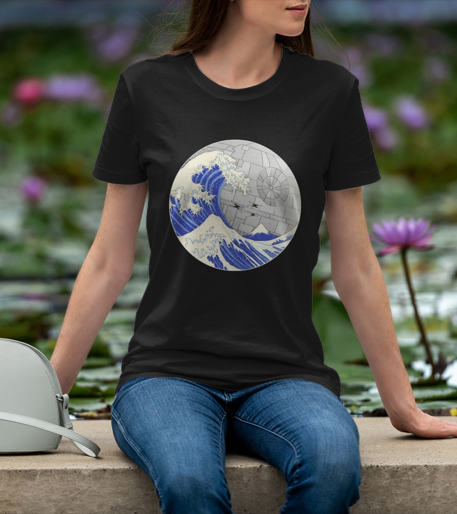 The Great Wave Off Kanagawa Meets Death Star Star Wars T-Shirt