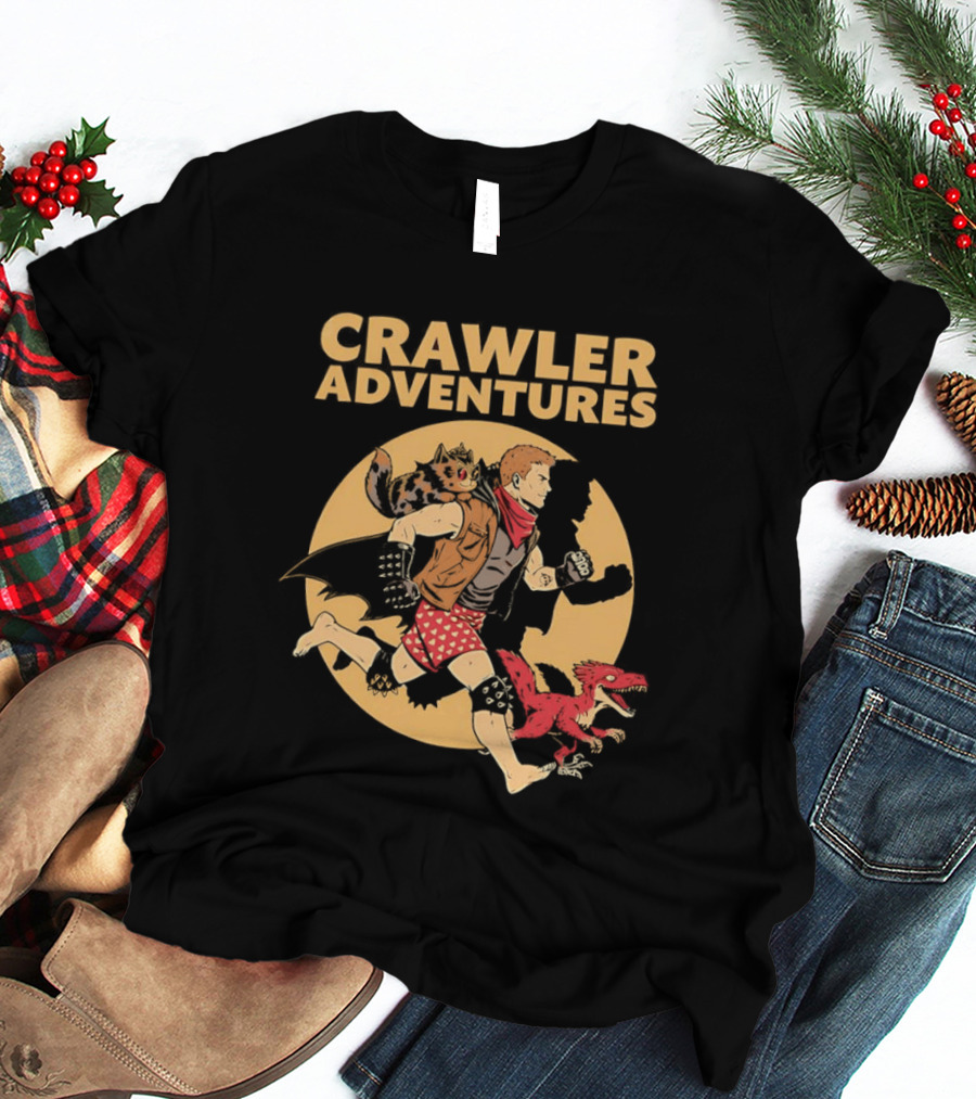 Crawler Adventures Running Man And Dinosaur T-Shirt