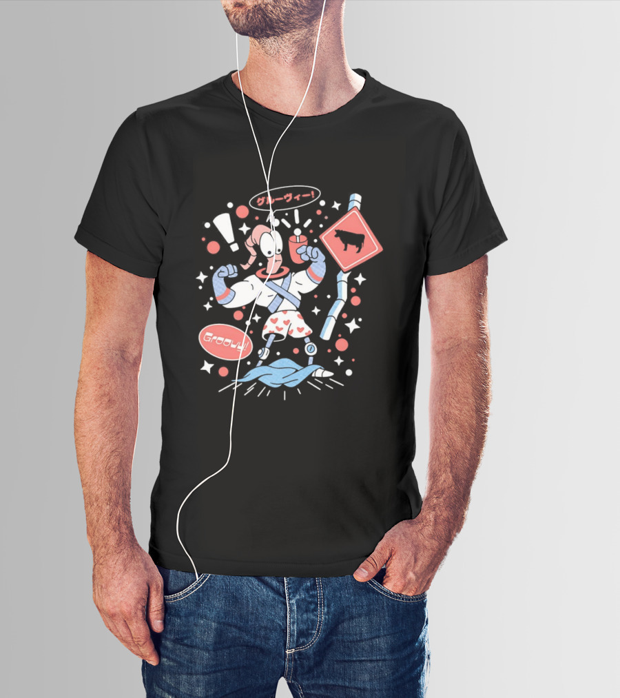 Earthworm Jim Groovy Boxer Shorts Cow Sign T-Shirt