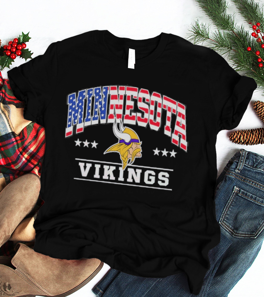 Minnesota Vikings Americana 250th Anniversary Stars And Stripes T-Shirt
