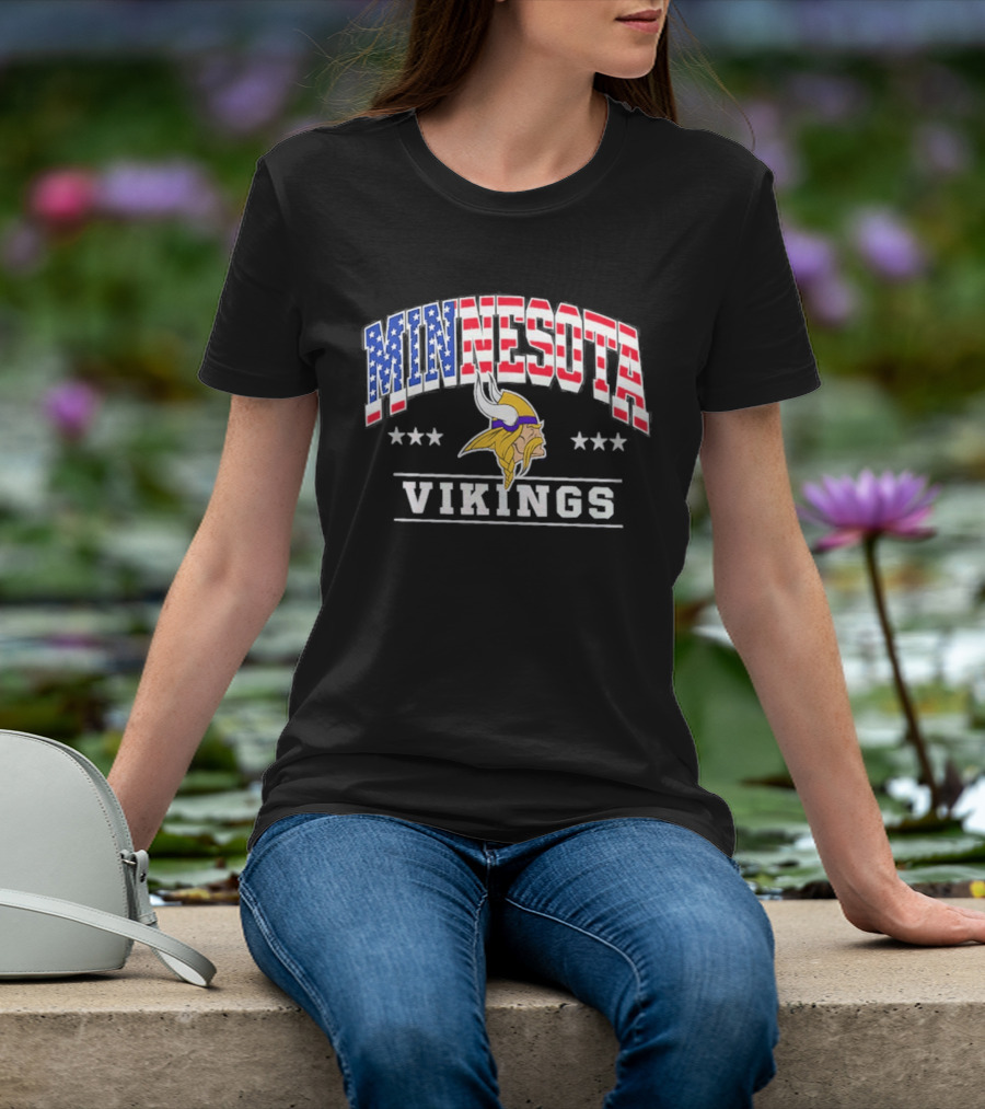 Minnesota Vikings Americana 250th Anniversary Stars And Stripes T-Shirt