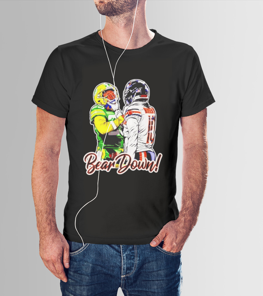 Aaron Rodgers Green Bay Packers Versus Luther Burden III Chicago Bears Bear Down Rivalry T-Shirt