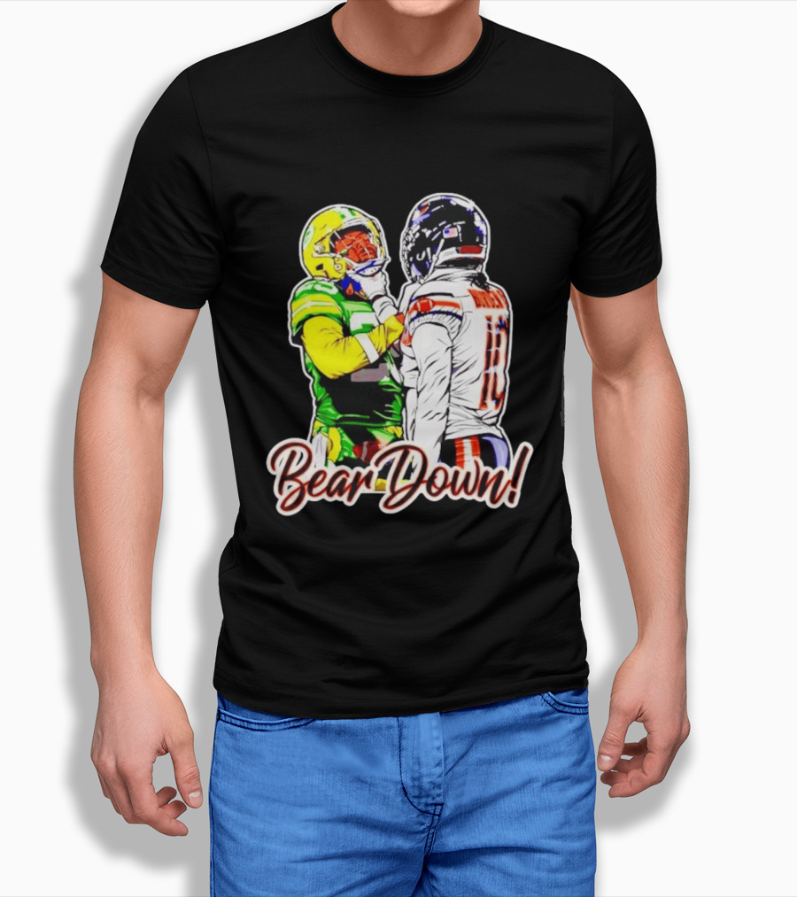 Aaron Rodgers Green Bay Packers Versus Luther Burden III Chicago Bears Bear Down Rivalry T-Shirt