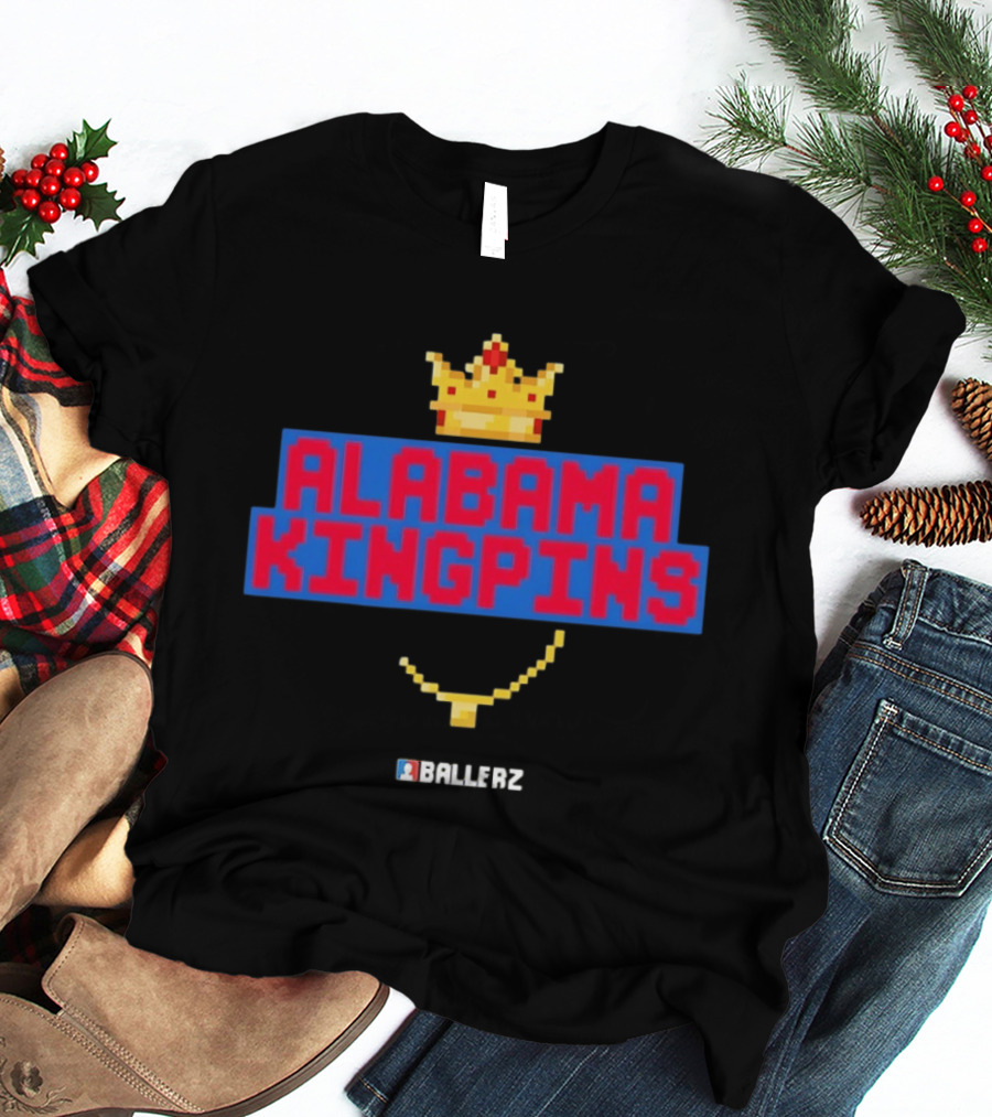 Alabama Kingpins Crown Necklace Ballerz Iconic 8 Bit T-Shirt