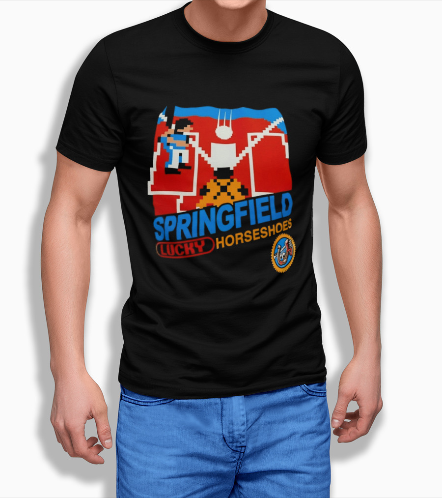 Springfield Lucky Horseshoes The Simpsons Video Game Styled Crest T-Shirt