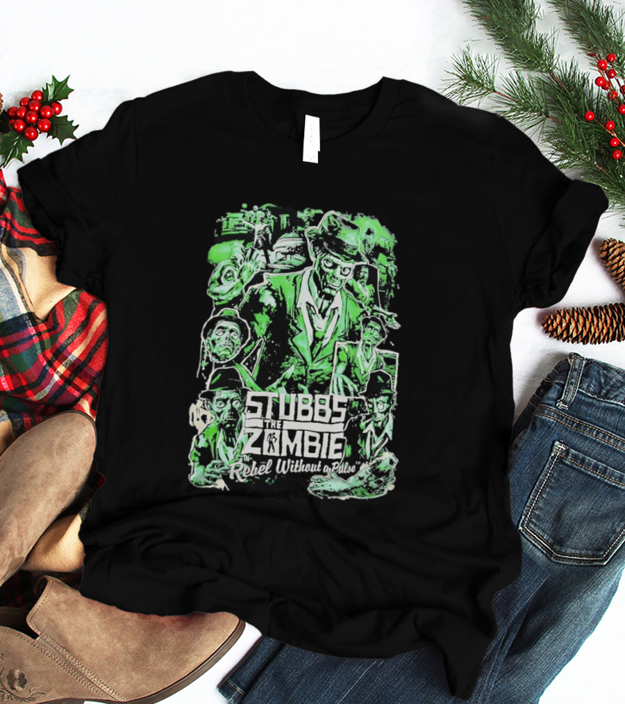 Stubbs The Zombie Rebel Without A Pulse Neon Green Horror Comic T-Shirt