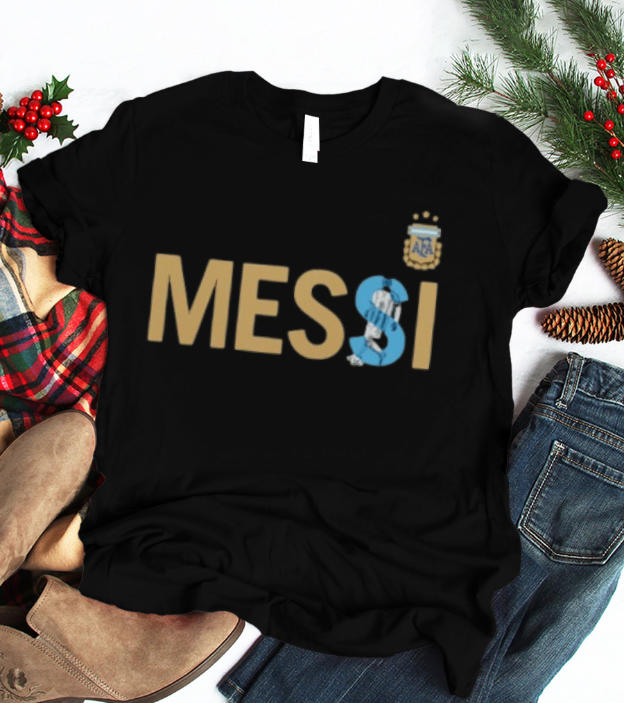 Messi Argentina AFA Emblem Striped T-Shirt