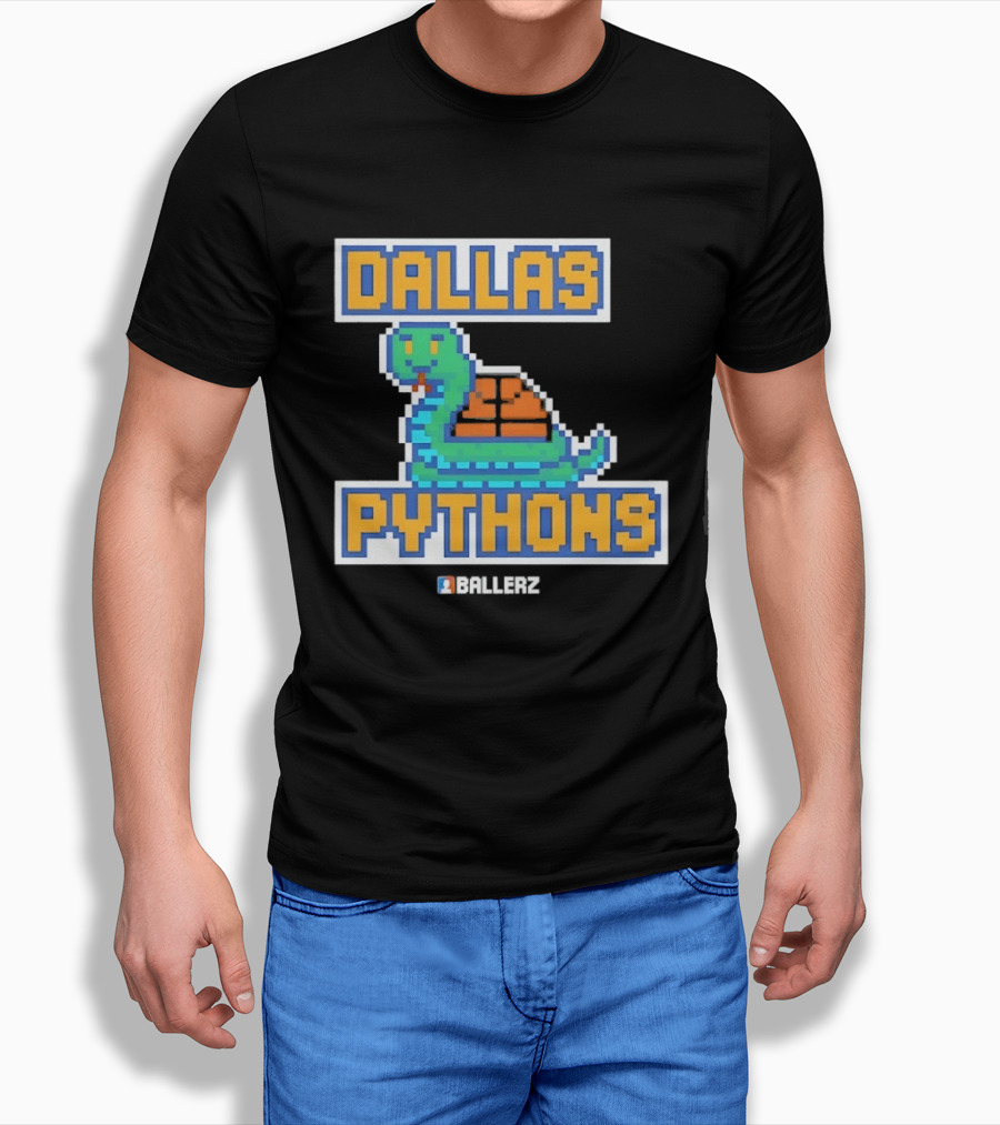 Dallas Pythons Ballerz Basketball Pixel Snake T-Shirt