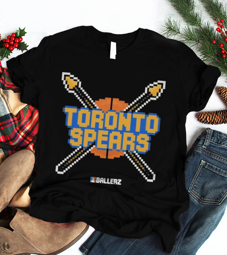 Toronto Spears Ballerz Basketball Pixel Icon Crossed Spears T-Shirt