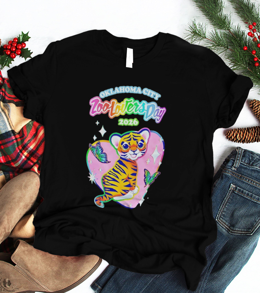 Oklahoma City Zoo Lovers Day 2026 Tiger And Butterflies Hearts T-Shirt
