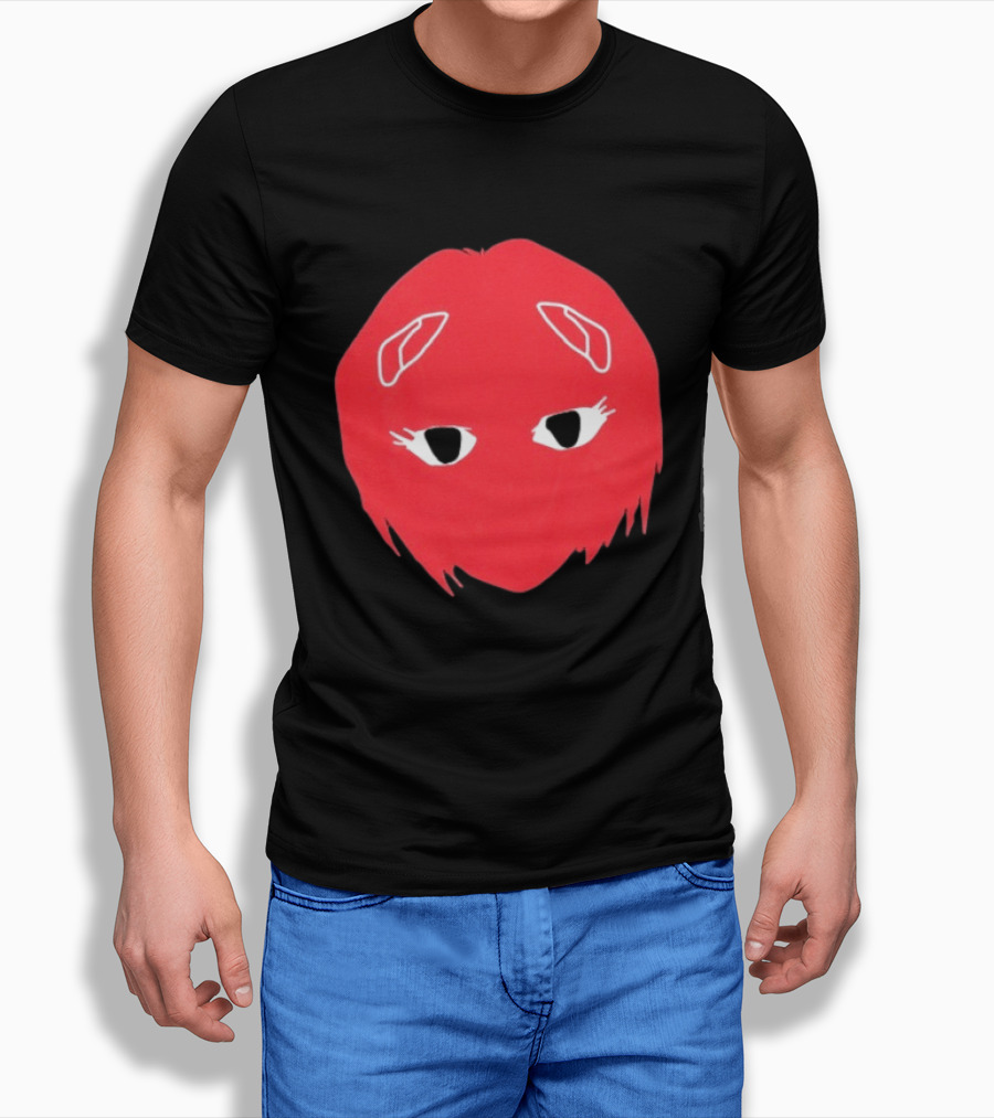 Otaku Desu Mobb Stay At Home Mask Anime Face Red Hair Eyes T-Shirt
