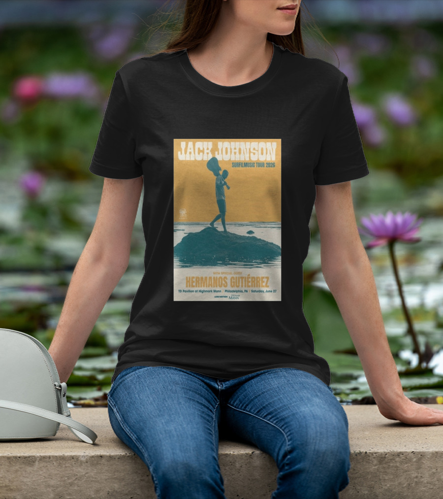 Jack Johnson Surfmusic Tour 2026 Philadelphia TD Pavilion With Special Guest Hermanos Gutiérrez June 27 T-Shirt