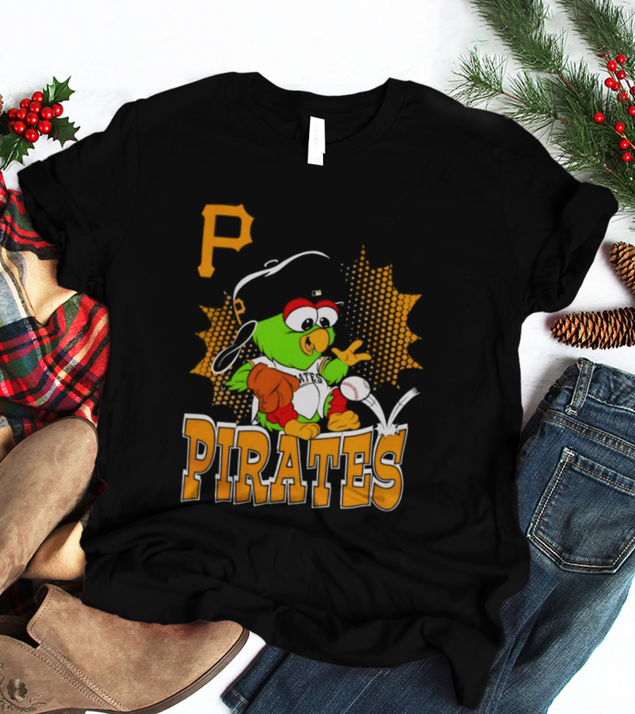 P Pittsburgh Pirates MLB Team Parrot Baseball T-Shirt