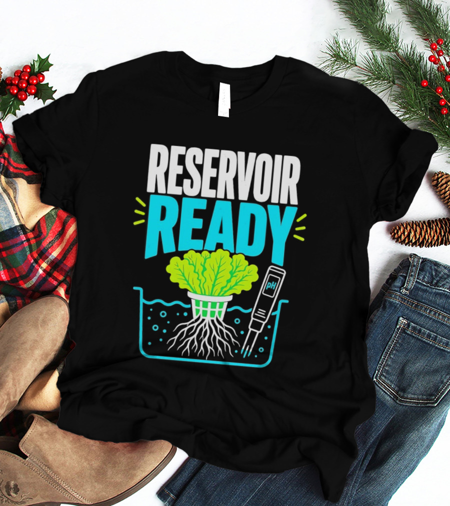 Reservoir Ready Hydroponic Lettuce Roots And Water PH Meter T-Shirt