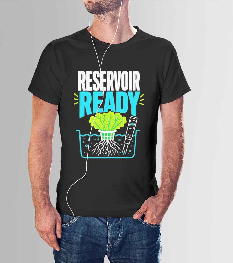 Reservoir Ready Hydroponic Lettuce Roots And Water PH Meter T-Shirt