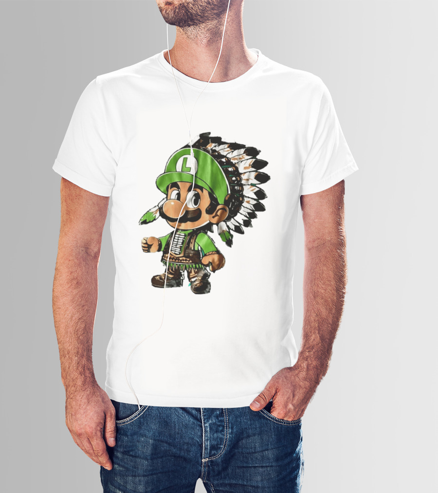 Luigi Green Hat Native American Headdress T-Shirt
