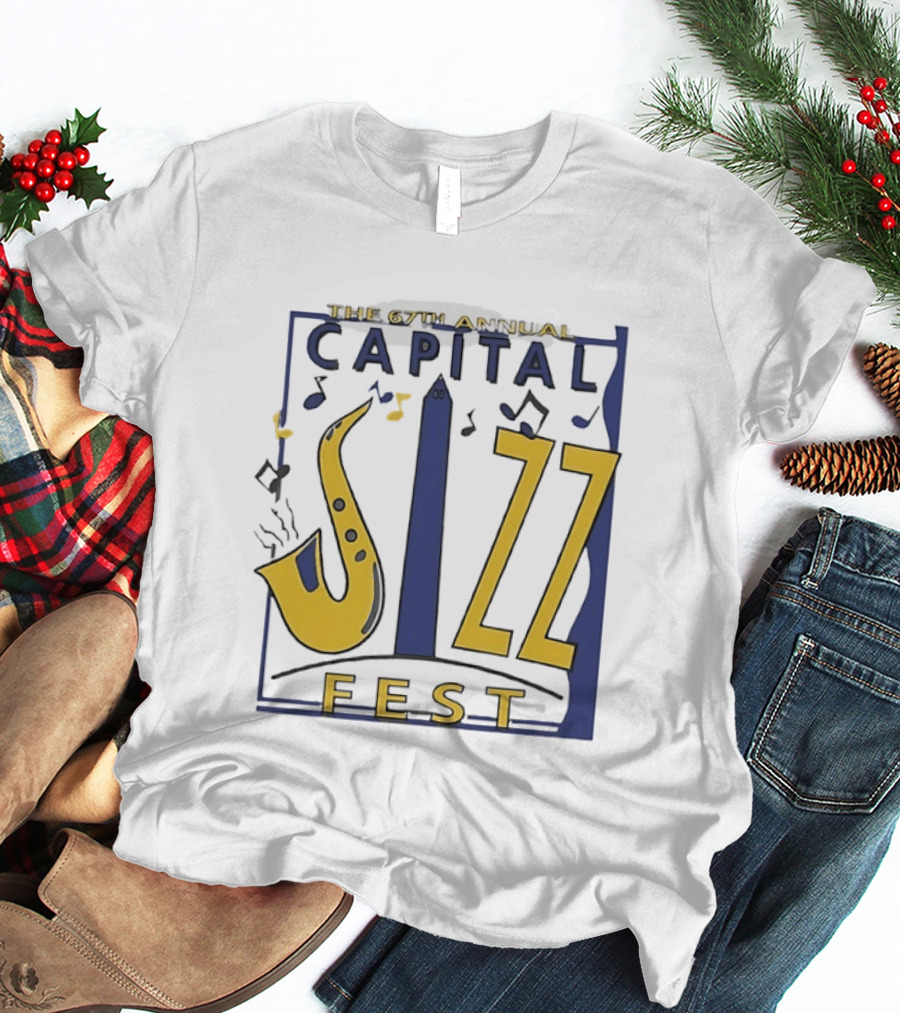 67th Annual Capital Jazz Fest Washington DC Saxophone Music Notes Monuments T-Shirt