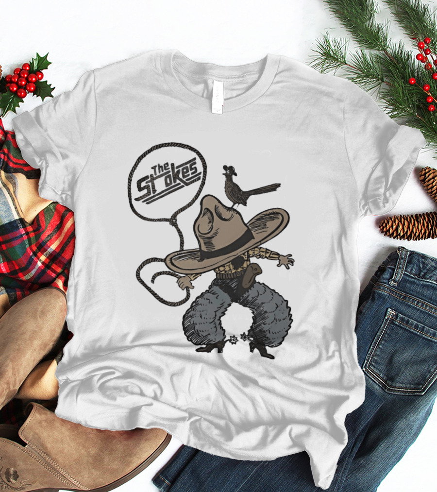 The Strokes Cowboy Hat Bird Lasso Denim Holster Brown Boots T-Shirt