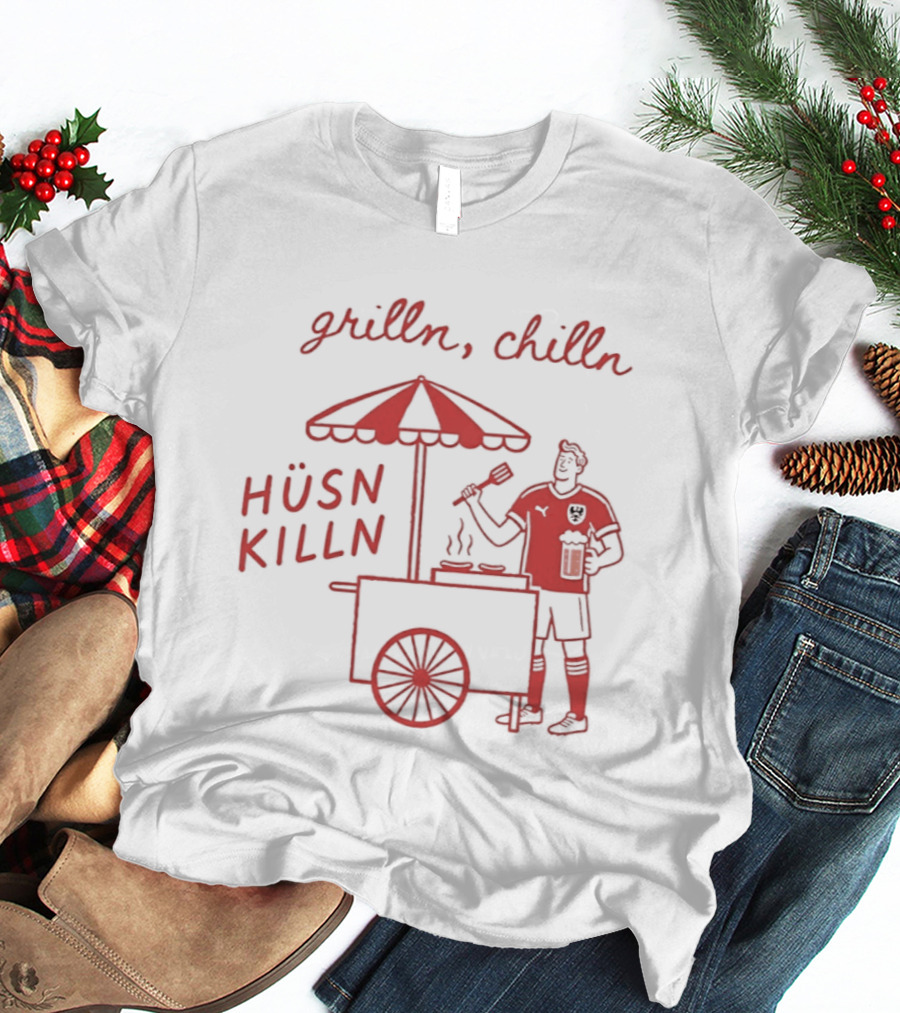 Grilln Chilln Hüsn Killn Austria National Football Team Iconic BBQ T-Shirt