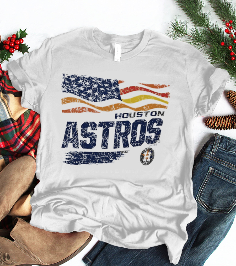 Houston Astros 4th Of July Waving American Flag Anniversary Celebration T-Shirt