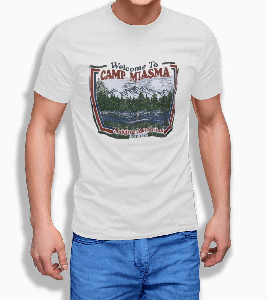 Welcome To Camp Miasma Making Memories Est 1983 Vintage Nature Scene T-Shirt