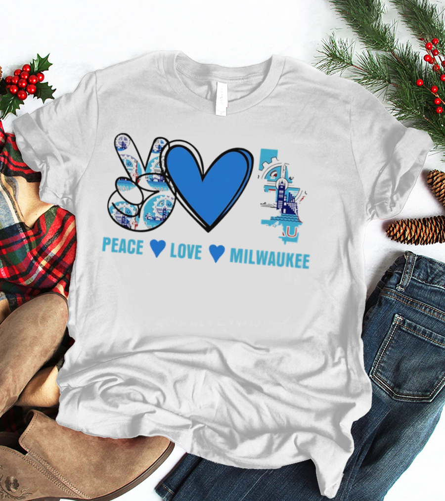 Peace Love Milwaukee Wisconsin City Pride Travel T-Shirt