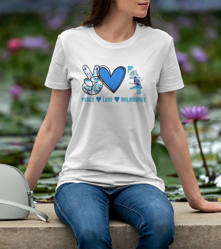 Peace Love Milwaukee Wisconsin City Pride Travel T-Shirt