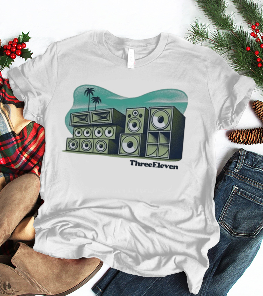 Three Eleven Soundsystem Beach Palm Trees Speaker Stacks T-Shirt