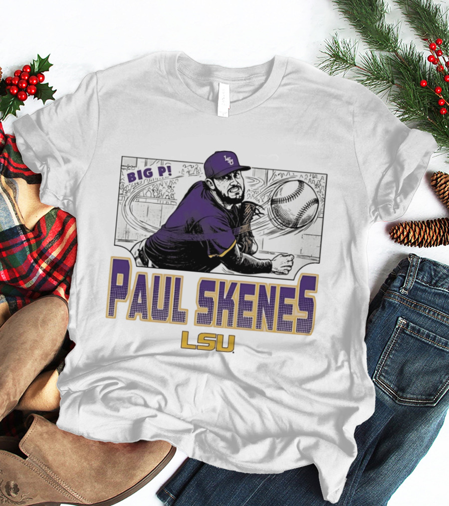 LSU Tigers Paul Skenes Big P Baseball Comic T-Shirt