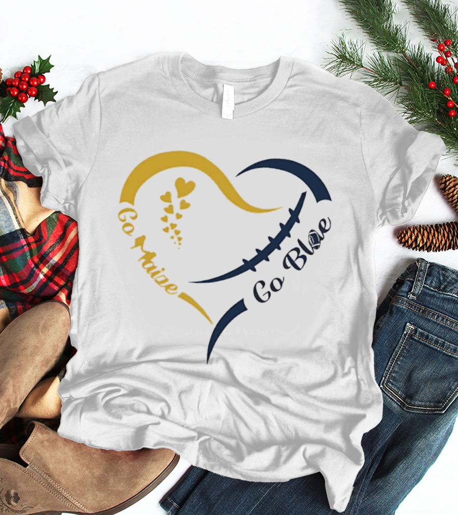 Michigan Wolverines Heart Go Maize Go Blue Football T-Shirt