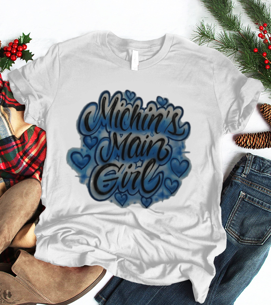 Michin's Main Girl Blue Hearts Airbrush T-Shirt