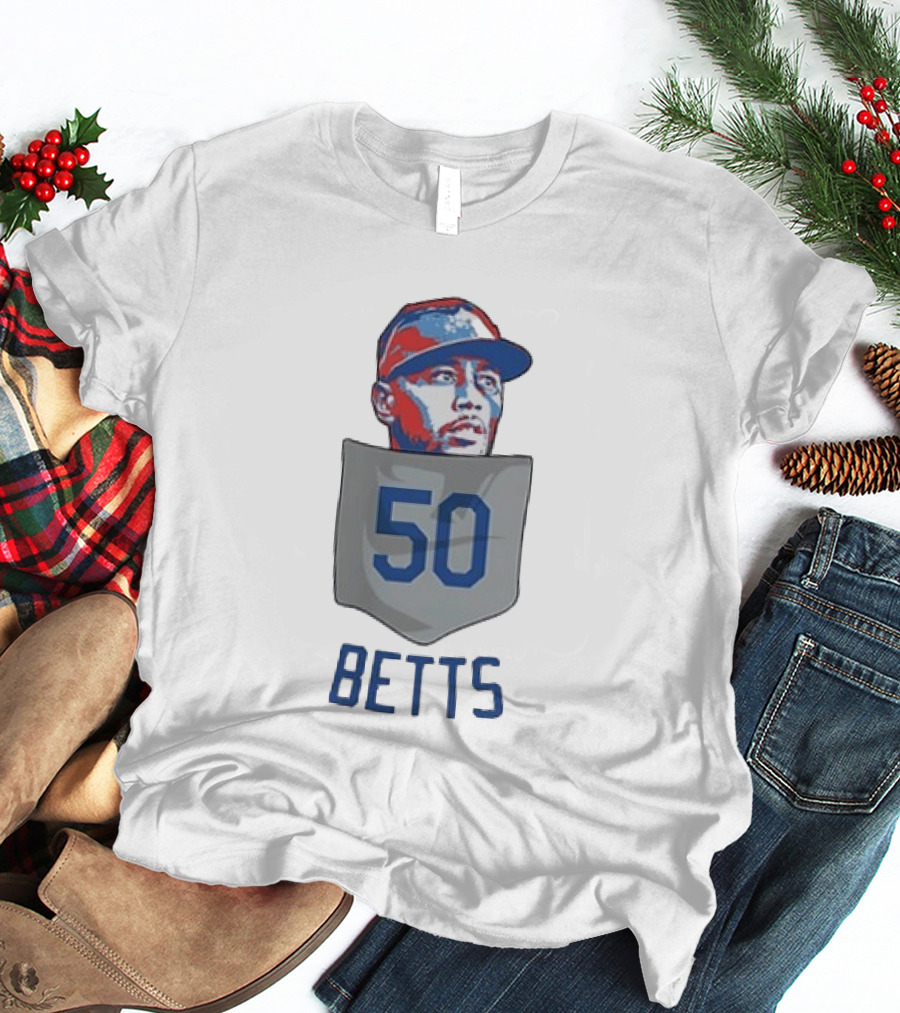 Mookie Betts 50 Los Angeles Dodgers Baseball MLB Pocket T-Shirt