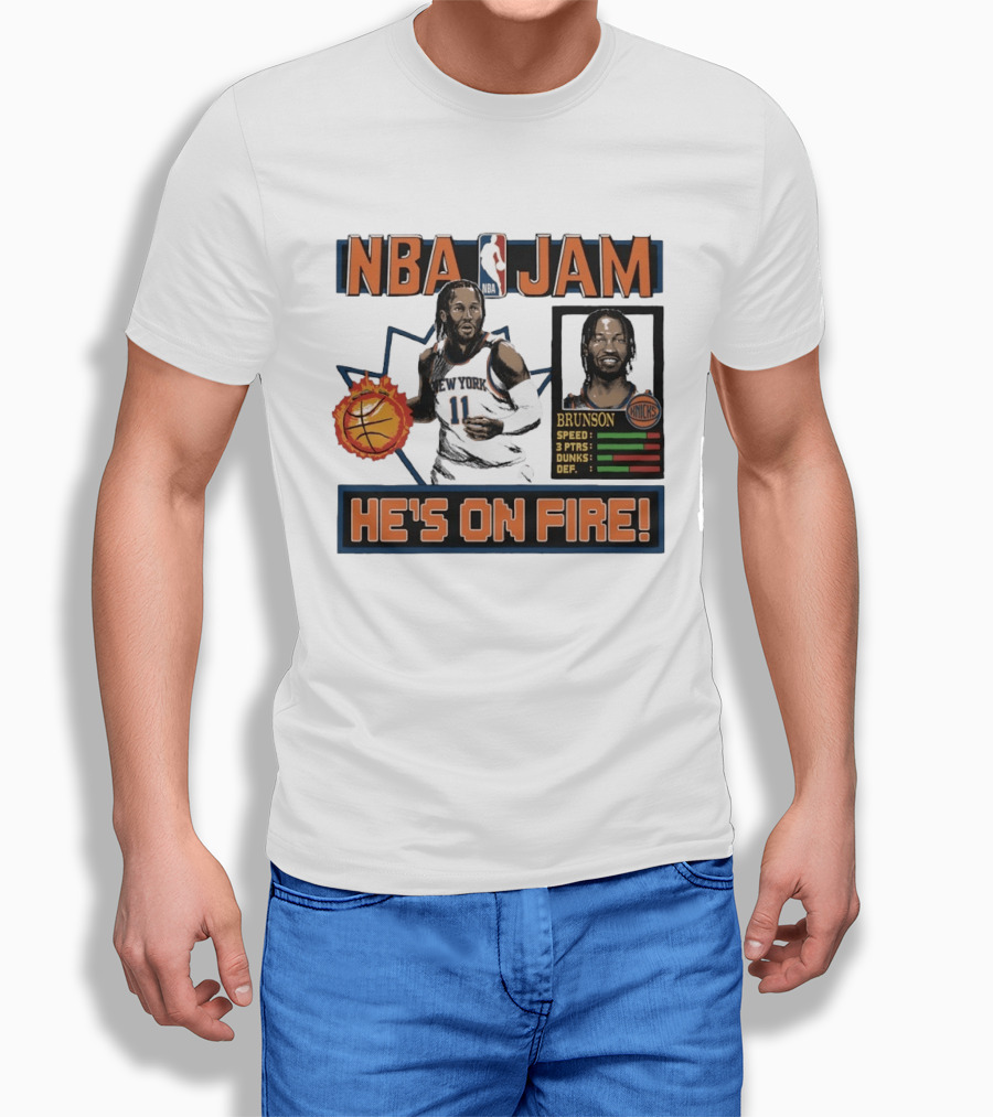 NBA Jam Jalen Brunson New York Knicks He's On Fire T-Shirt