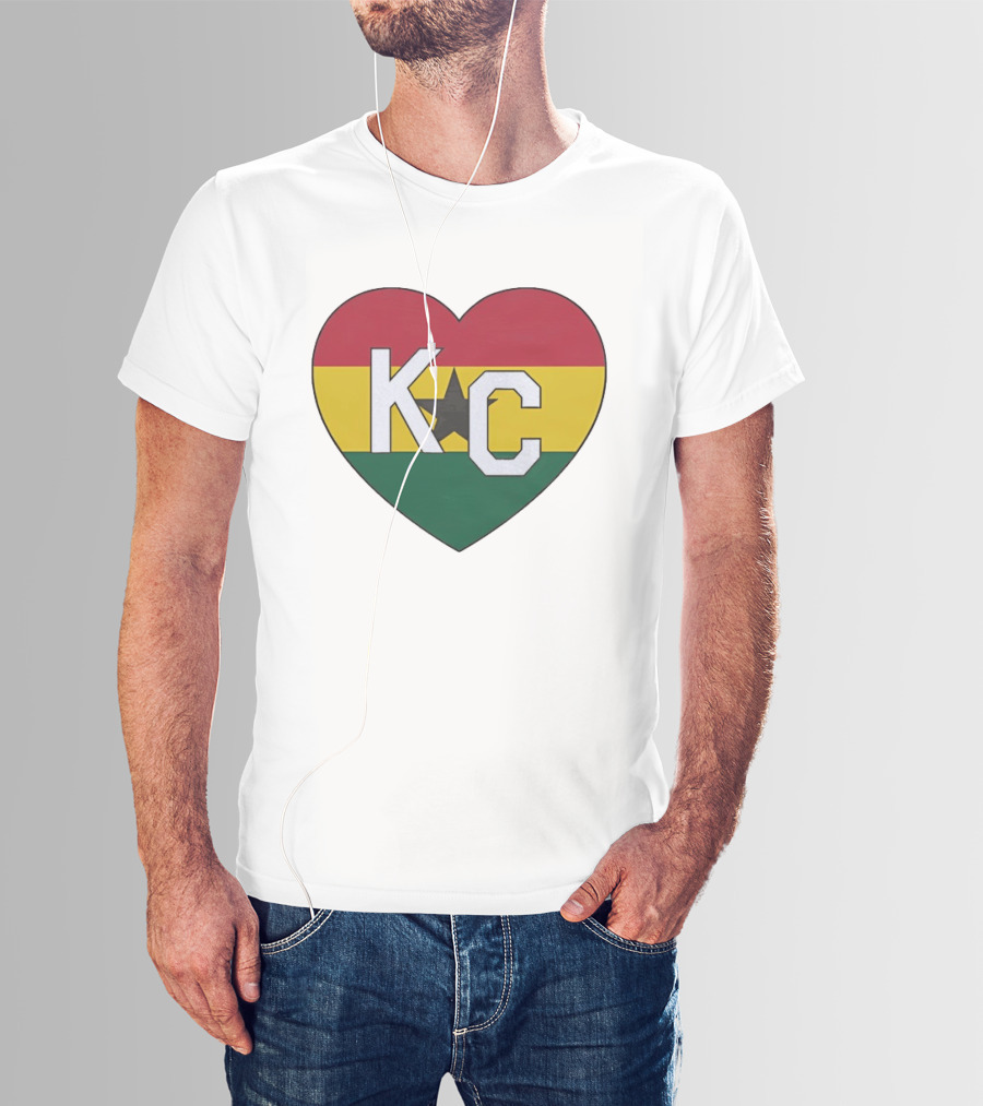 Ghana Flag Colors KC Heart T-Shirt