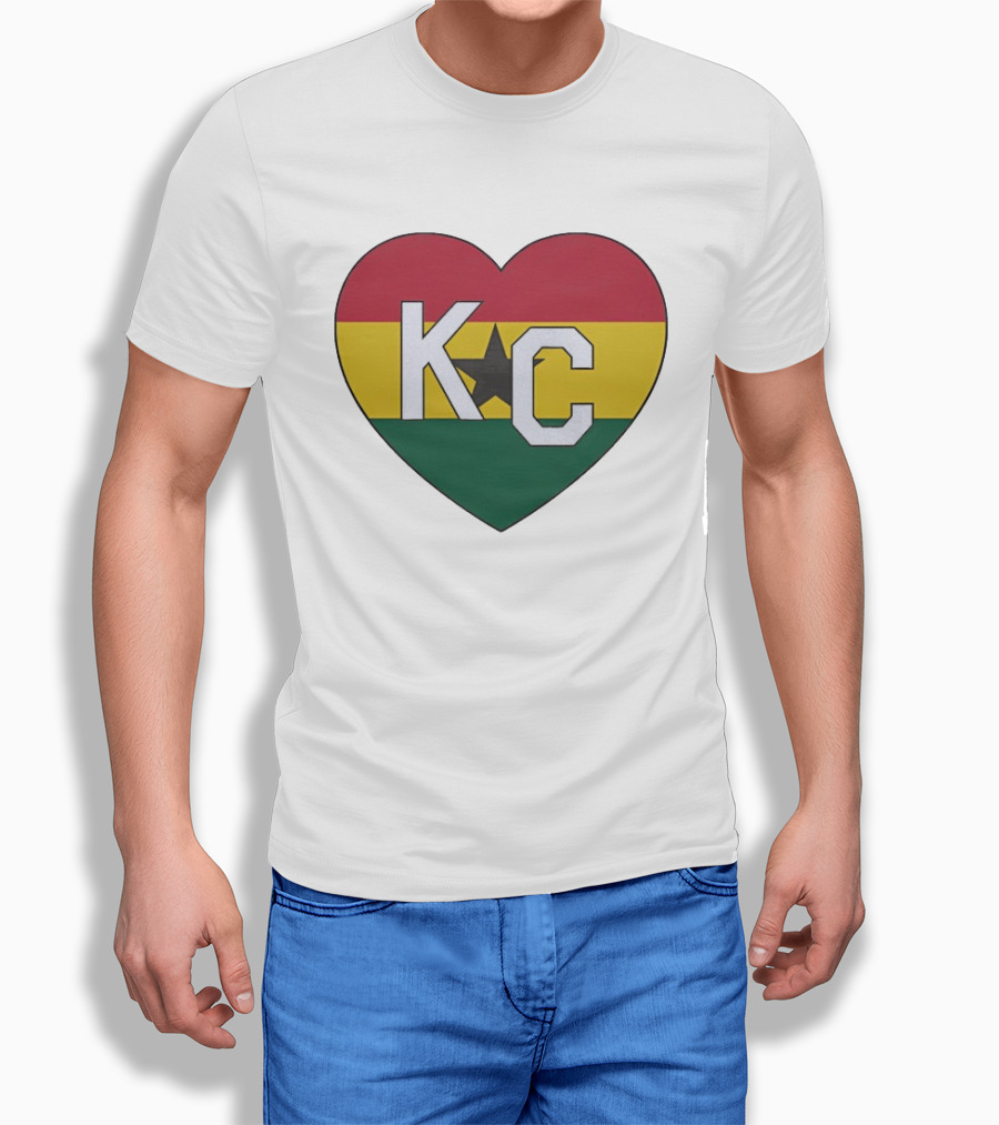 Ghana Flag Colors KC Heart T-Shirt