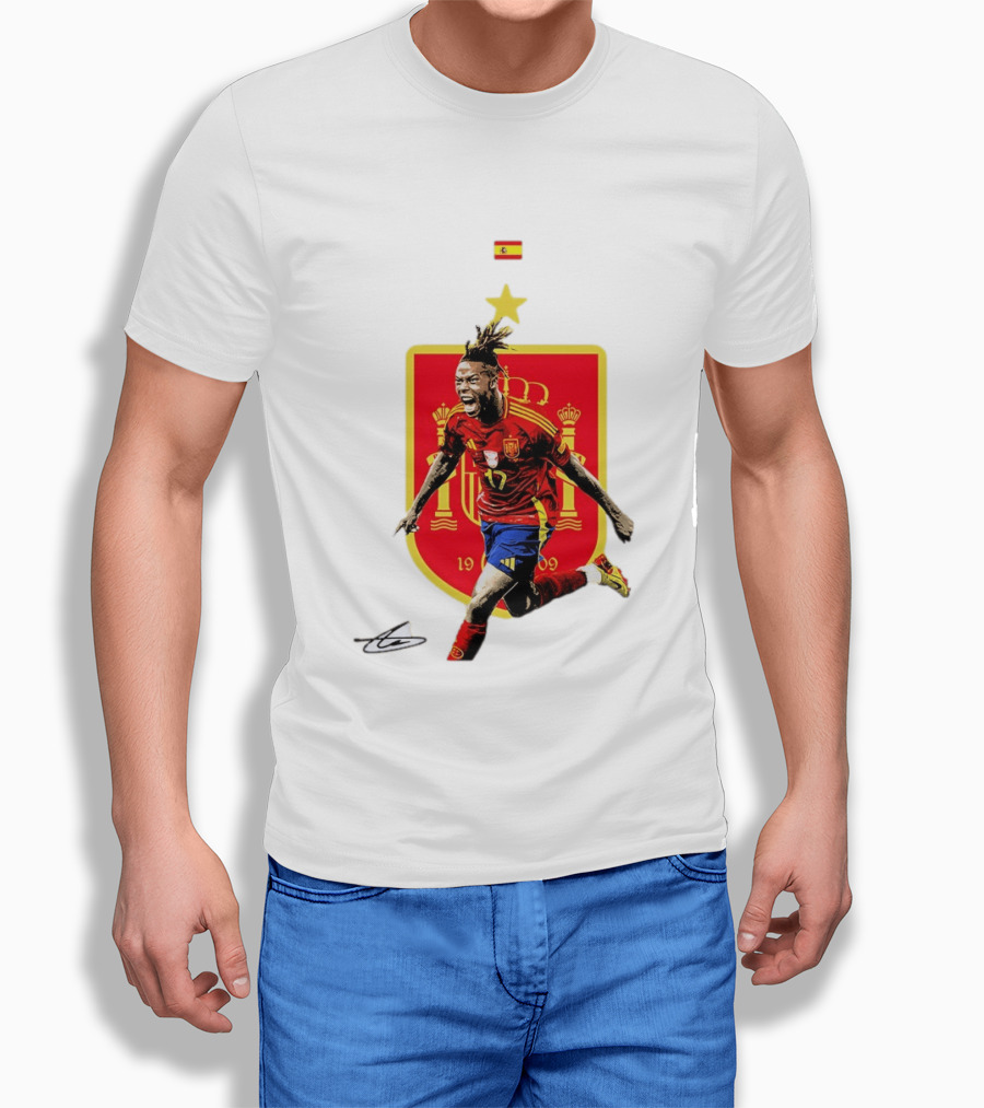 Nico Williams España Número 19 Escudo De La Selección Española Flag T-Shirt