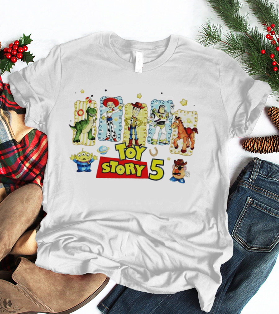 Toy Story 5 Movie Characters Woody Buzz Jesse Rex Bullseye Mr Potato Head T-Shirt