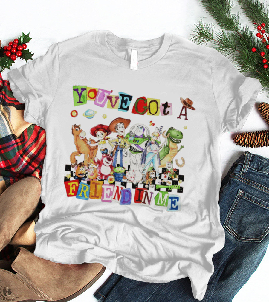 Toy Story You've Got A Friend In Me Characters Buzz Woody Rex Jessie Hamm Aliens Slinky T-Shirt