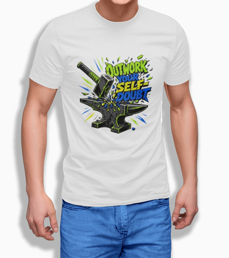 Outwork Your Self Doubt Inspirational Hammer And Anvil Motivational T-Shirt