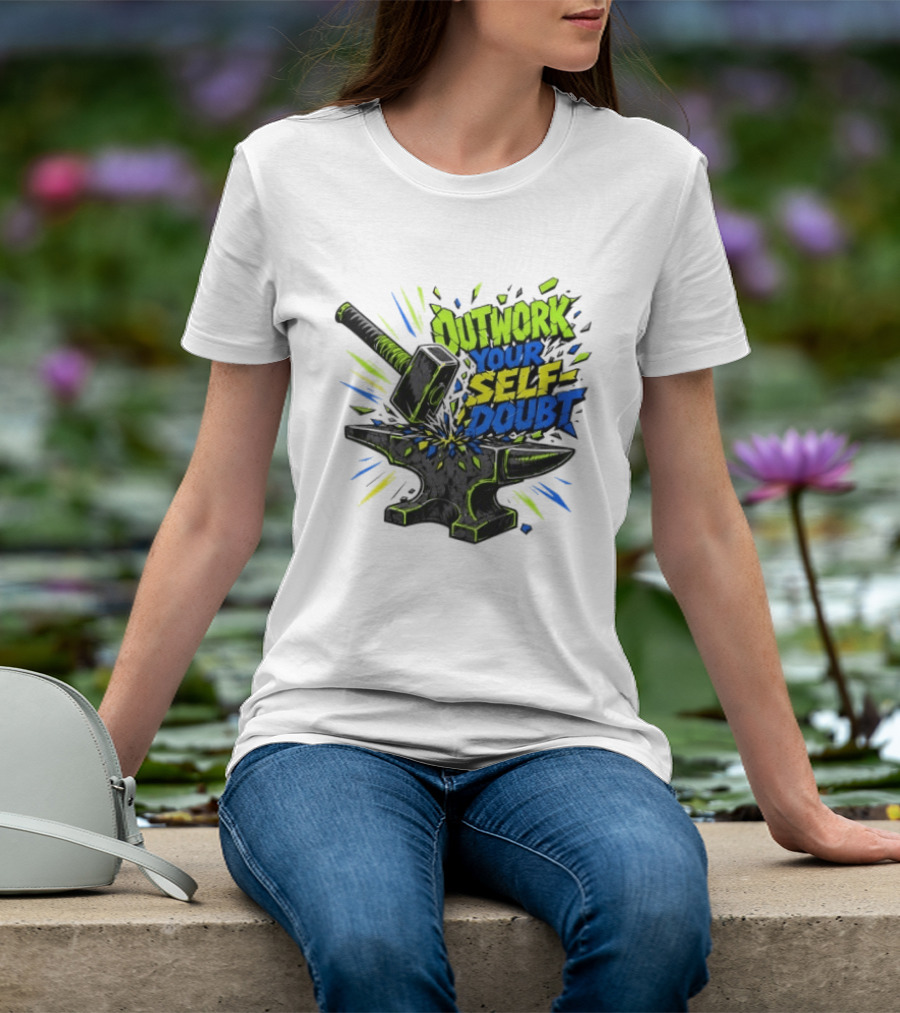 Outwork Your Self Doubt Inspirational Hammer And Anvil Motivational T-Shirt