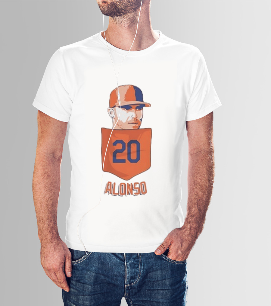 Pete Alonso 20 New York Mets MLB Baseball Pocket T-Shirt