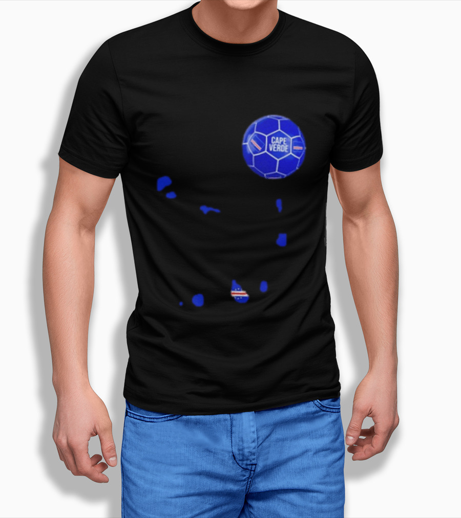 Cape Verde Soccer Pride Blue Football Map T-Shirt