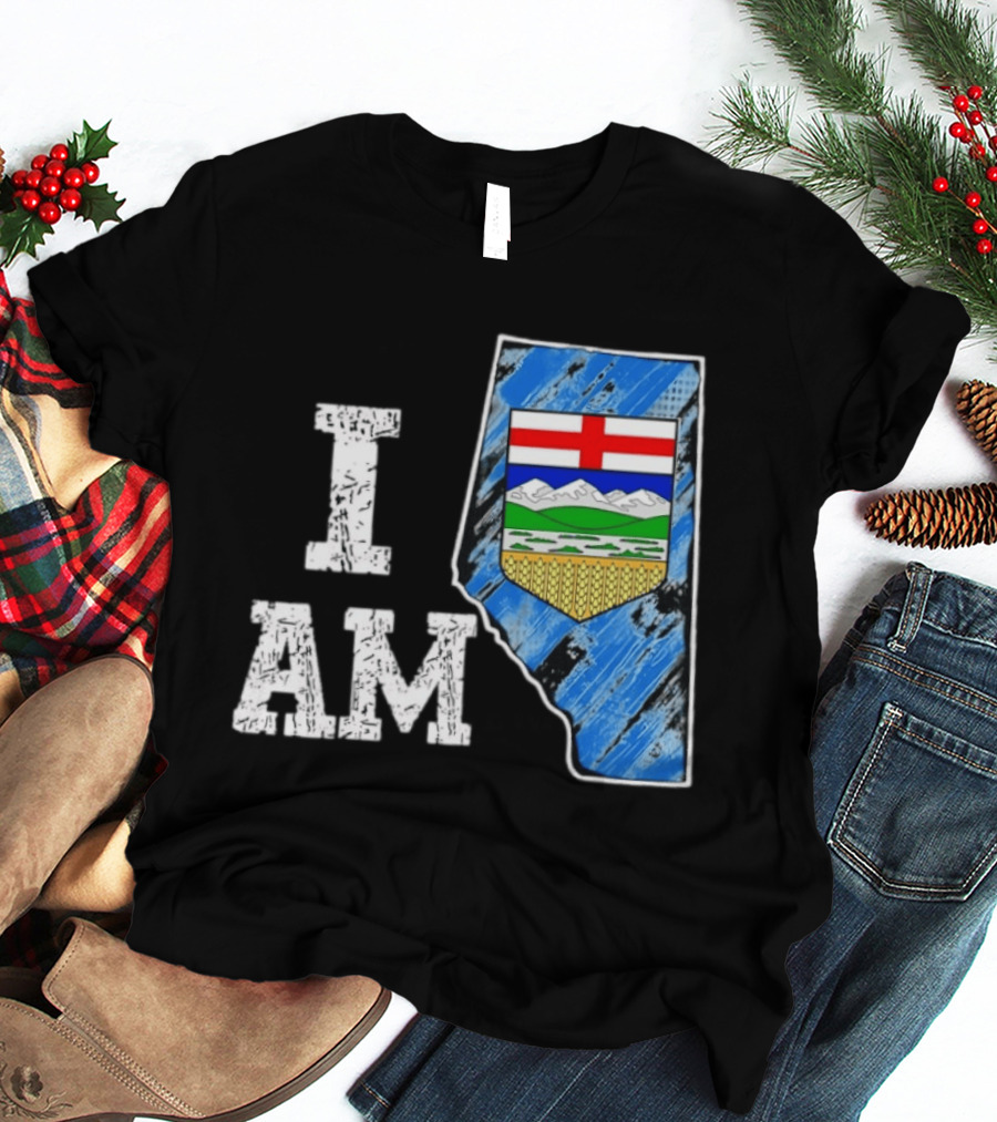 I Am Alberta Canada Province Emblem And Flag Pride T-Shirt
