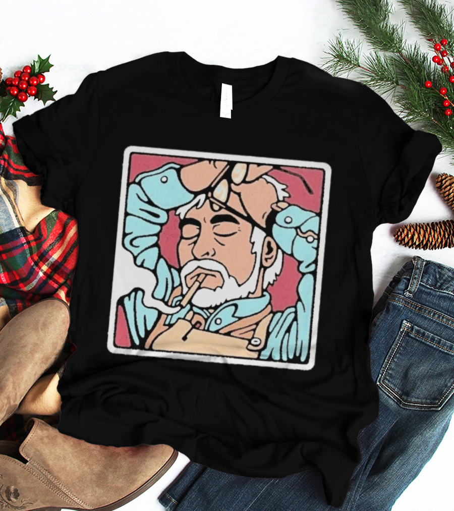 Drew Wise Tired Relaxed Bearded Figure With Pipe And Eyeglasses Japanese Ukiyo E T-Shirt