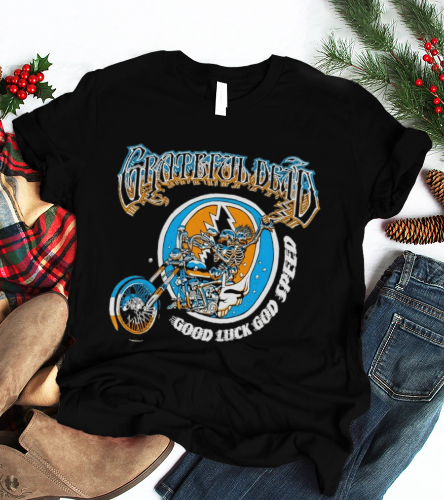 Grateful Dead Skeleton Biker Good Luck God Speed T-Shirt