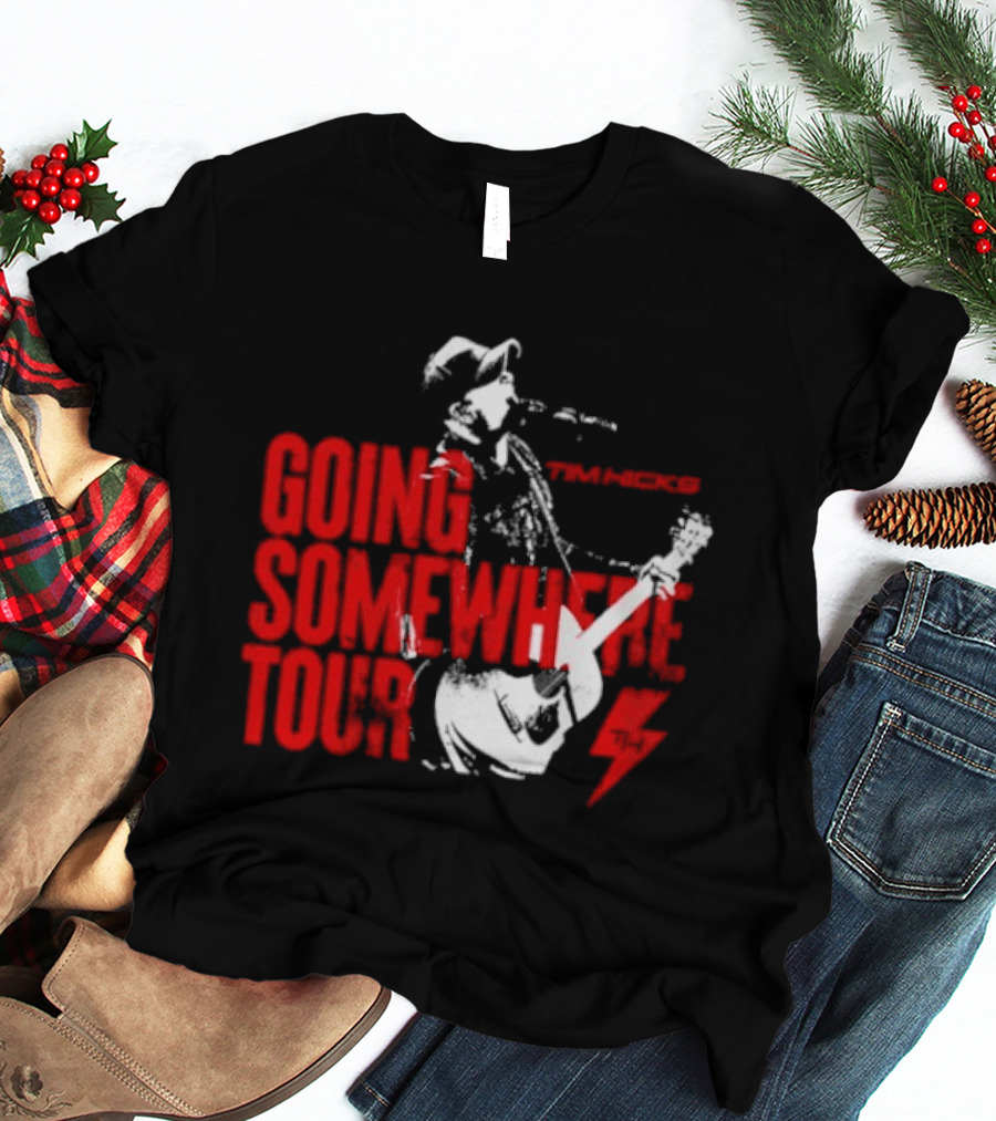 Tim Hicks Going Somewhere Tour Guitar Lightning Bolt T-Shirt