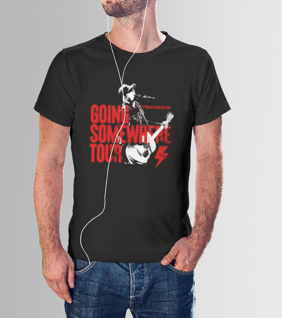 Tim Hicks Going Somewhere Tour Guitar Lightning Bolt T-Shirt
