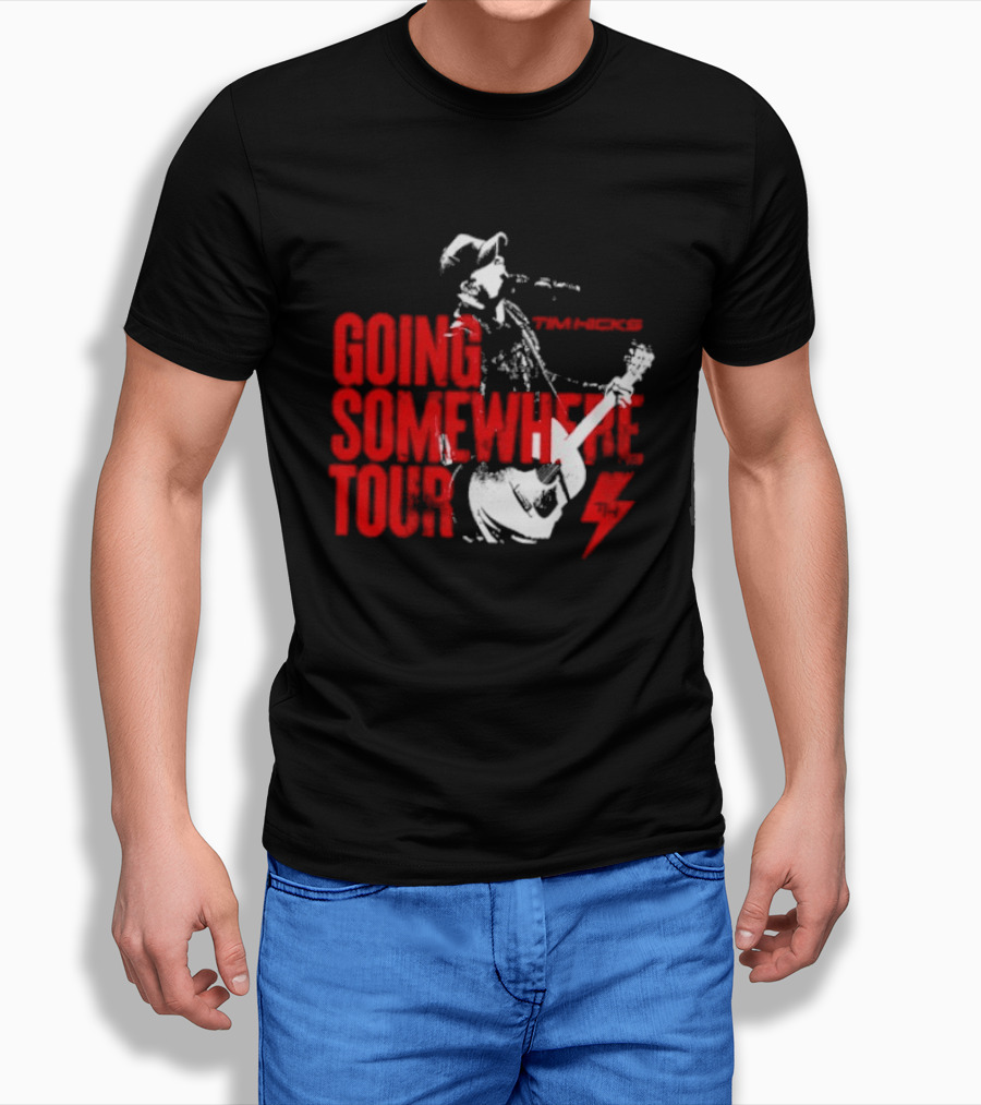 Tim Hicks Going Somewhere Tour Guitar Lightning Bolt T-Shirt