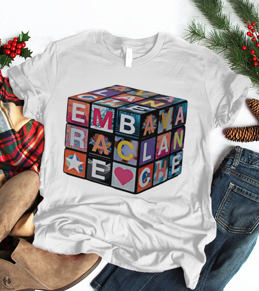 Avalanche Embrace Rubiks Cube Heart Star Colorful Letters T-Shirt