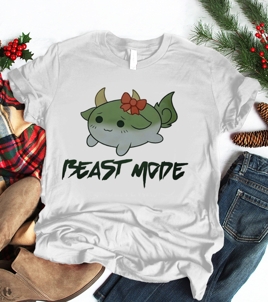 Beast Mode Cute Mythical Creature With Red Bow T-Shirt
